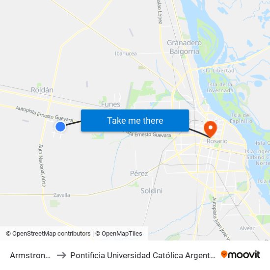 Armstrong, 2999 to Pontificia Universidad Católica Argentina Campus Rosario map