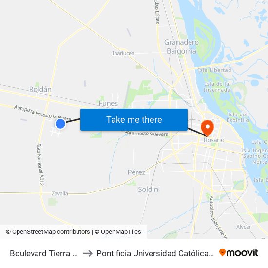 Boulevard Tierra De Sueños, 2765 to Pontificia Universidad Católica Argentina Campus Rosario map