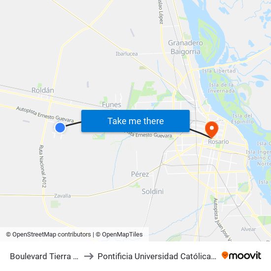 Boulevard Tierra De Sueños, 3339 to Pontificia Universidad Católica Argentina Campus Rosario map