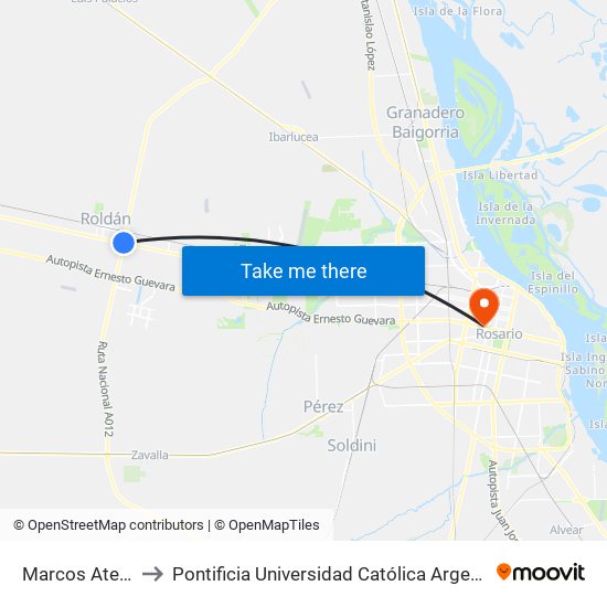 Marcos Ateca, 1685 to Pontificia Universidad Católica Argentina Campus Rosario map