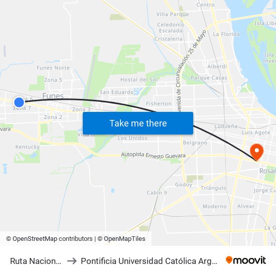 Ruta Nacional 9, 3650 to Pontificia Universidad Católica Argentina Campus Rosario map