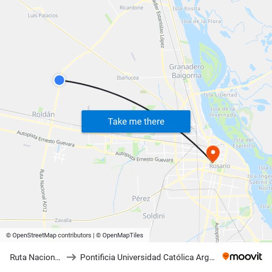 Ruta Nacional A012, 5 to Pontificia Universidad Católica Argentina Campus Rosario map