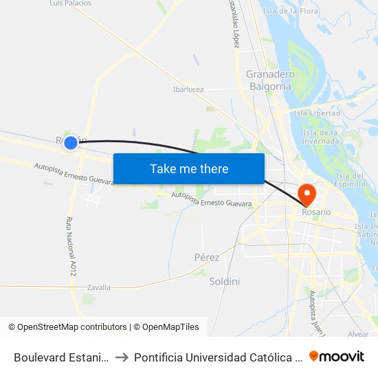 Boulevard Estanislao López, 698 to Pontificia Universidad Católica Argentina Campus Rosario map