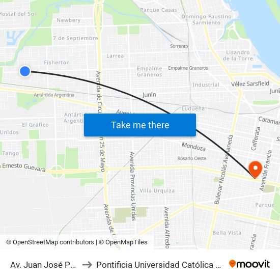 Av. Juan José Paso X Acevedo to Pontificia Universidad Católica Argentina Campus Rosario map