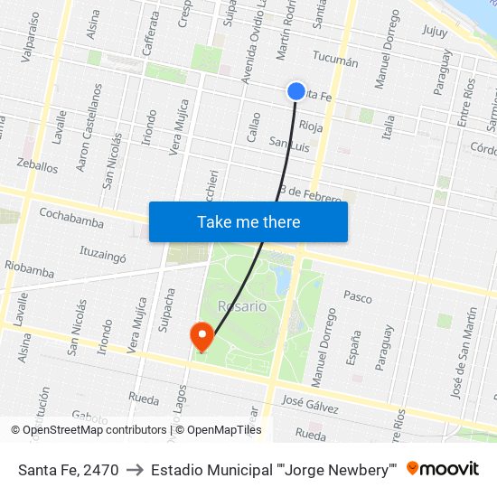 Santa Fe, 2470 to Estadio Municipal ""Jorge Newbery"" map