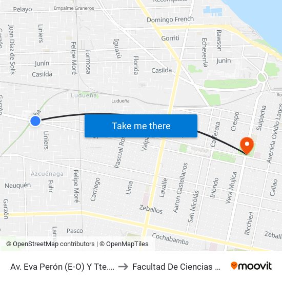 Av. Eva Perón (E-O)  Y Tte. Agneta to Facultad De Ciencias Médicas map