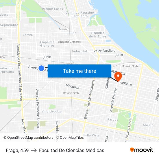 Fraga, 459 to Facultad De Ciencias Médicas map