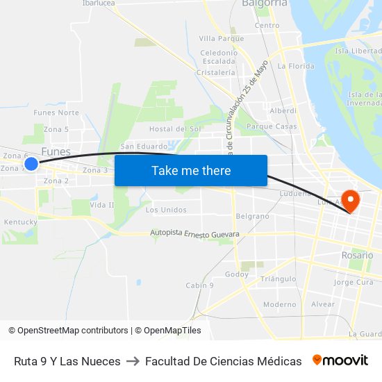Ruta 9 Y Las Nueces to Facultad De Ciencias Médicas map