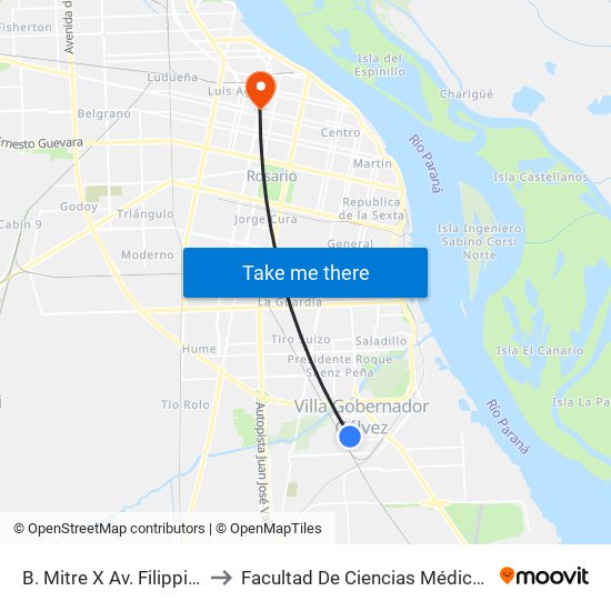 B. Mitre X Av. Filippini to Facultad De Ciencias Médicas map