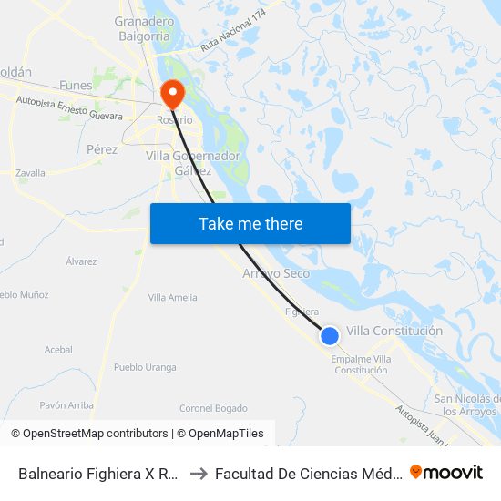 Balneario Fighiera X Rp 21 to Facultad De Ciencias Médicas map