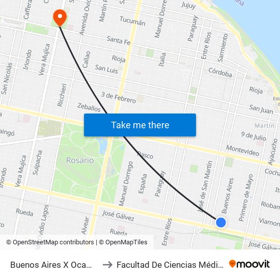 Buenos Aires X Ocampo to Facultad De Ciencias Médicas map