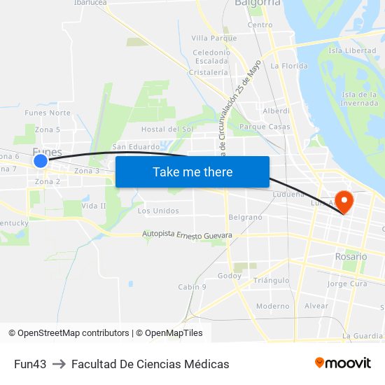 Fun43 to Facultad De Ciencias Médicas map