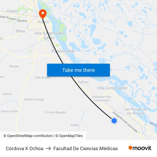 Córdova X Ochoa to Facultad De Ciencias Médicas map