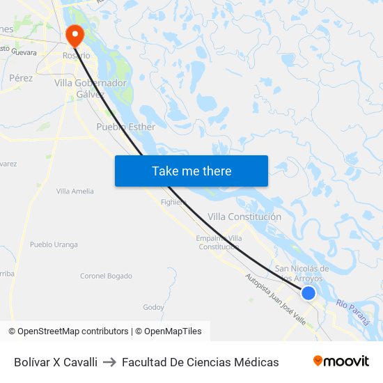 Bolívar X  Cavalli to Facultad De Ciencias Médicas map