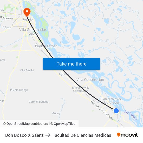 Don Bosco X Sáenz to Facultad De Ciencias Médicas map