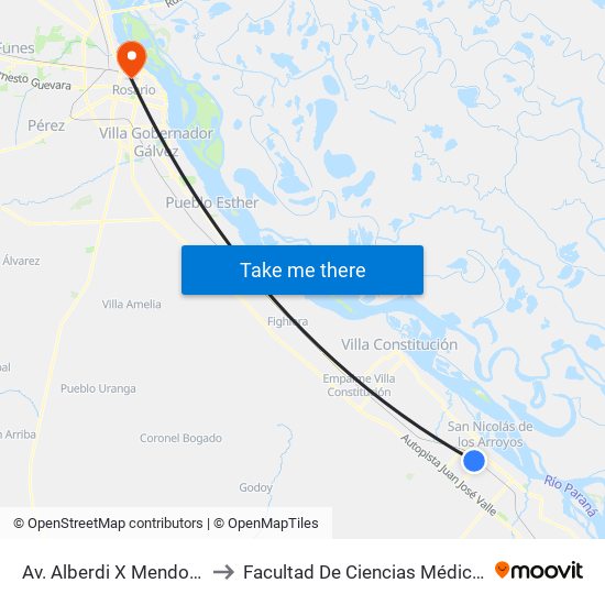 Av. Alberdi X Mendoza to Facultad De Ciencias Médicas map