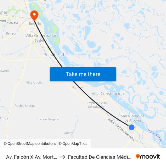 Av. Falcón X  Av. Morteo to Facultad De Ciencias Médicas map