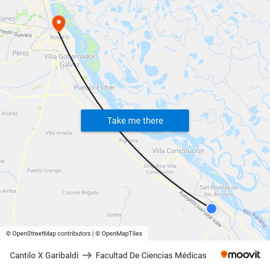 Cantilo X Garibaldi to Facultad De Ciencias Médicas map
