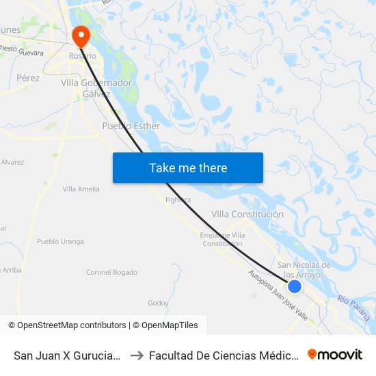 San Juan X Guruciaga to Facultad De Ciencias Médicas map
