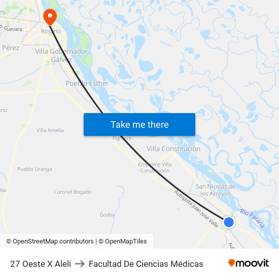 27 Oeste X Alelí to Facultad De Ciencias Médicas map