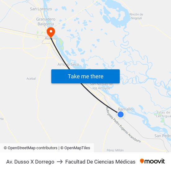Av. Dusso X Dorrego to Facultad De Ciencias Médicas map