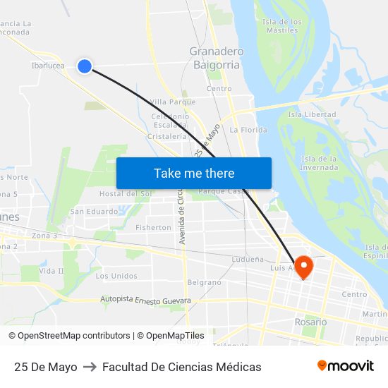 25 De Mayo to Facultad De Ciencias Médicas map