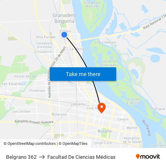 Belgrano 362 to Facultad De Ciencias Médicas map