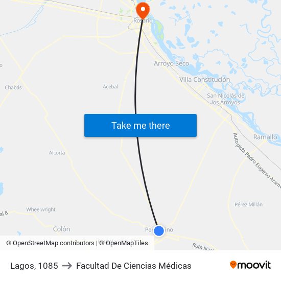 Lagos, 1085 to Facultad De Ciencias Médicas map