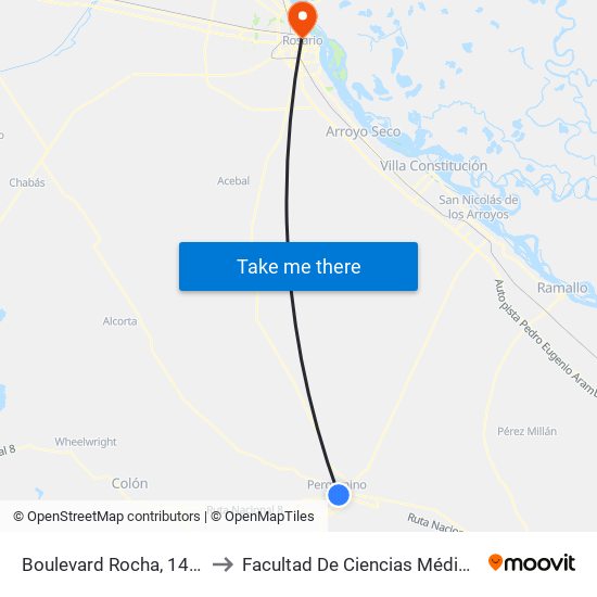 Boulevard Rocha, 1495 to Facultad De Ciencias Médicas map