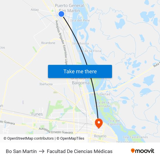 Bo San Martín to Facultad De Ciencias Médicas map