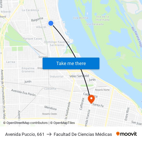Avenida Puccio, 661 to Facultad De Ciencias Médicas map