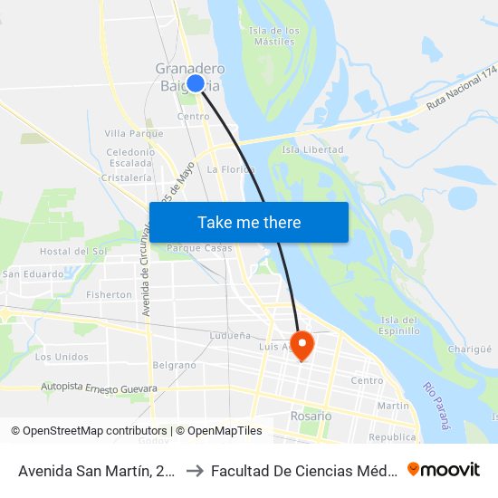 Avenida San Martín, 2013 to Facultad De Ciencias Médicas map