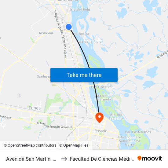 Avenida San Martín, 262 to Facultad De Ciencias Médicas map