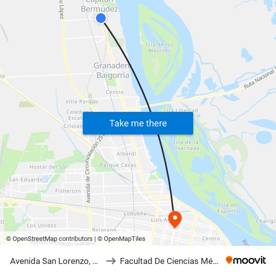 Avenida San Lorenzo, 1001 to Facultad De Ciencias Médicas map