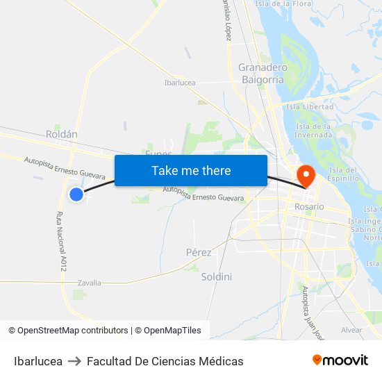 Ibarlucea to Facultad De Ciencias Médicas map