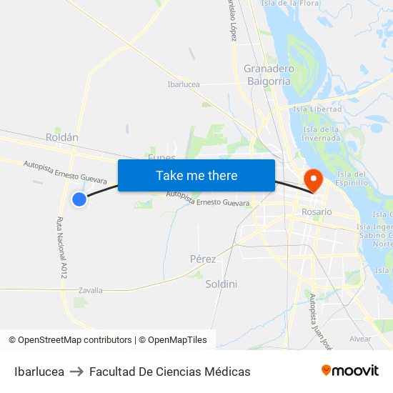 Ibarlucea to Facultad De Ciencias Médicas map