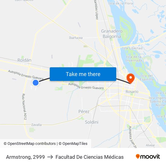 Armstrong, 2999 to Facultad De Ciencias Médicas map