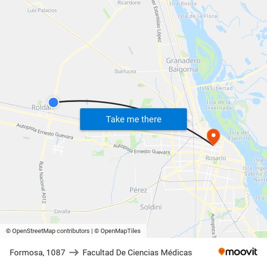 Formosa, 1087 to Facultad De Ciencias Médicas map