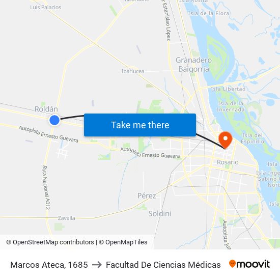 Marcos Ateca, 1685 to Facultad De Ciencias Médicas map