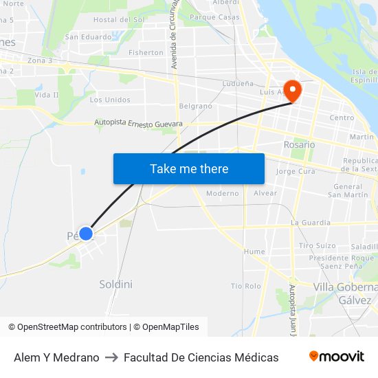 Alem Y Medrano to Facultad De Ciencias Médicas map