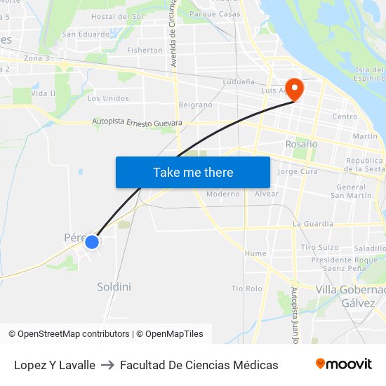 Lopez Y Lavalle to Facultad De Ciencias Médicas map