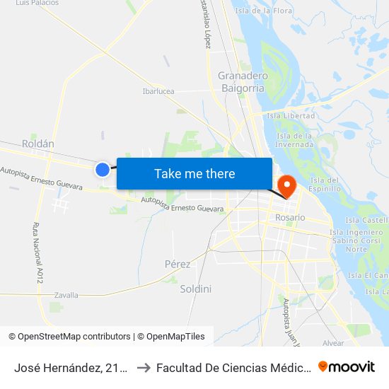 José Hernández, 2152 to Facultad De Ciencias Médicas map