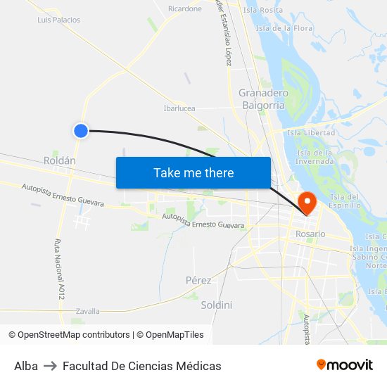 Alba to Facultad De Ciencias Médicas map