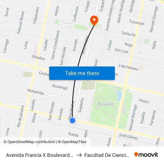 Avenida Francia X Boulevard 27 De Febrero to Facultad De Ciencias Médicas map
