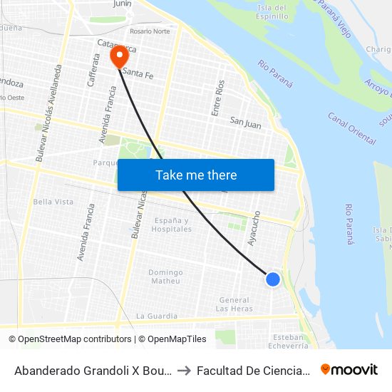 Abanderado Grandoli X Boulevard Seguí to Facultad De Ciencias Médicas map