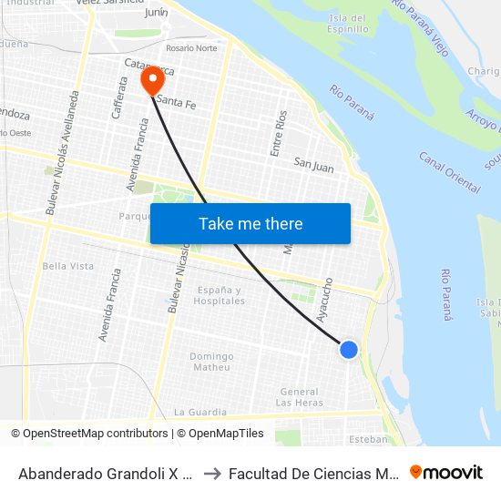 Abanderado Grandoli X Ayolas to Facultad De Ciencias Médicas map