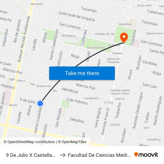 9 De Julio X Castellanos to Facultad De Ciencias Médicas map