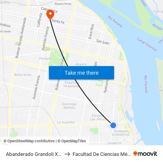 Abanderado Grandoli X Isola to Facultad De Ciencias Médicas map