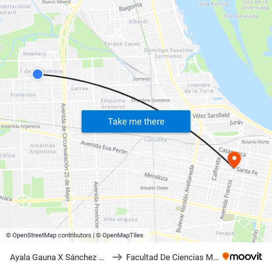 Ayala Gauna X Sánchez De Loria to Facultad De Ciencias Médicas map