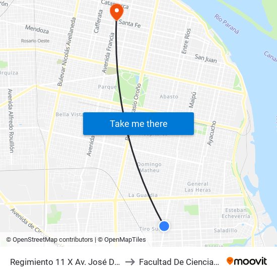 Regimiento 11 X Av. José De San Martín to Facultad De Ciencias Médicas map